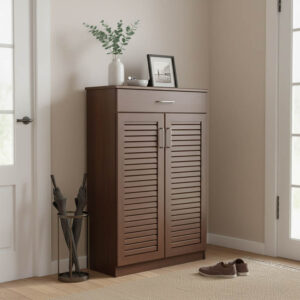 Παπουτσοθήκη-ντουλάπι SANTE pakoworld 20 ζεύγων χρώμα καρυδί 80x37x123εκ – 123-000200