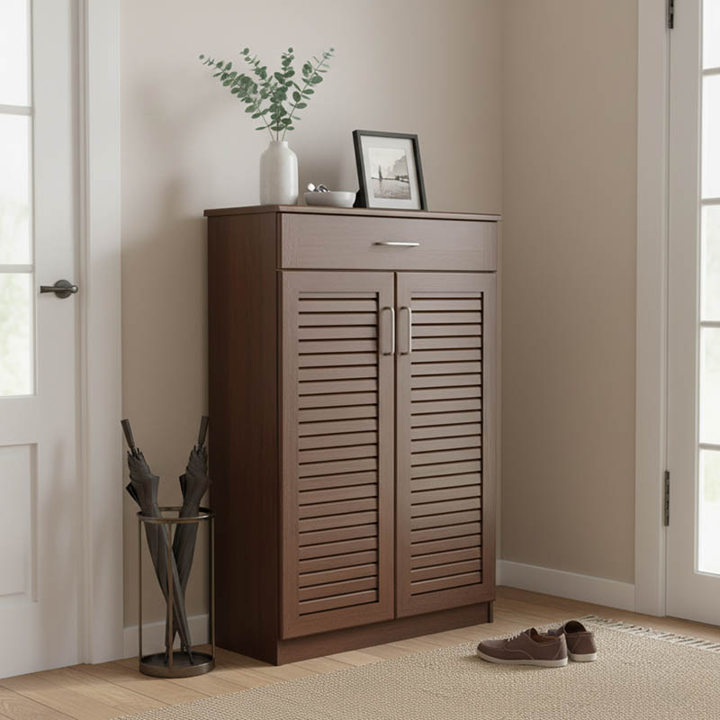 Παπουτσοθήκη-ντουλάπι SANTE pakoworld 20 ζεύγων χρώμα καρυδί 80x37x123εκ – 123-000200