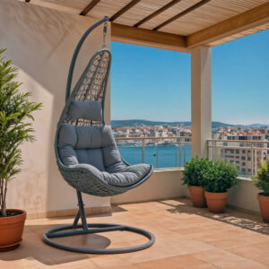 Κούνια Soleil pakoworld κρεμαστή μέταλλο-pp-μαξιλάρι γκρι 103x83x200εκ – 135-000006