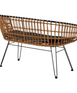 Καναπές 2θέσιος Naoki pakoworld μέταλλο μαύρο-pe φυσικό 120x55x79εκ – 140-000007