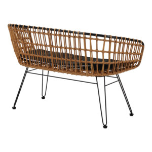 Καναπές 2θέσιος Naoki pakoworld μέταλλο μαύρο-pe φυσικό 120x55x79εκ – 140-000007