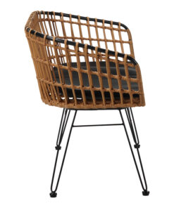 Καναπές 2θέσιος Naoki pakoworld μέταλλο μαύρο-pe φυσικό 120x55x79εκ – 140-000007