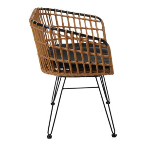 Καναπές 2θέσιος Naoki pakoworld μέταλλο μαύρο-pe φυσικό 120x55x79εκ – 140-000007