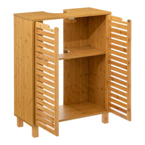 Πάγκος-ντουλάπι μπάνιου Sicela pakoworld χρώμα φυσικό 60x28x80εκ – 199-000509