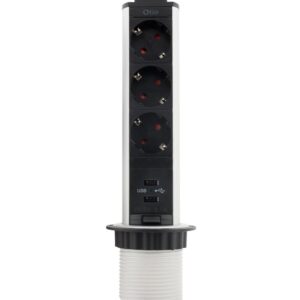 ΧΩΝΕΥΤΟ ΠΟΛΥΠΡΙΖΟ POP-UP ΓΙΑ ΕΠΙΠΛΑ ΓΡΑΦΕΙΟΥ/ΚΟΥΖΙΝΑΣ ΜΕ 3 ΣΟΥΚΟ 2 USB + 1,5M ΚΑΛΩΔΙΟ ΔΙΑΜ Φ60 OTIO  – 2-HB278431