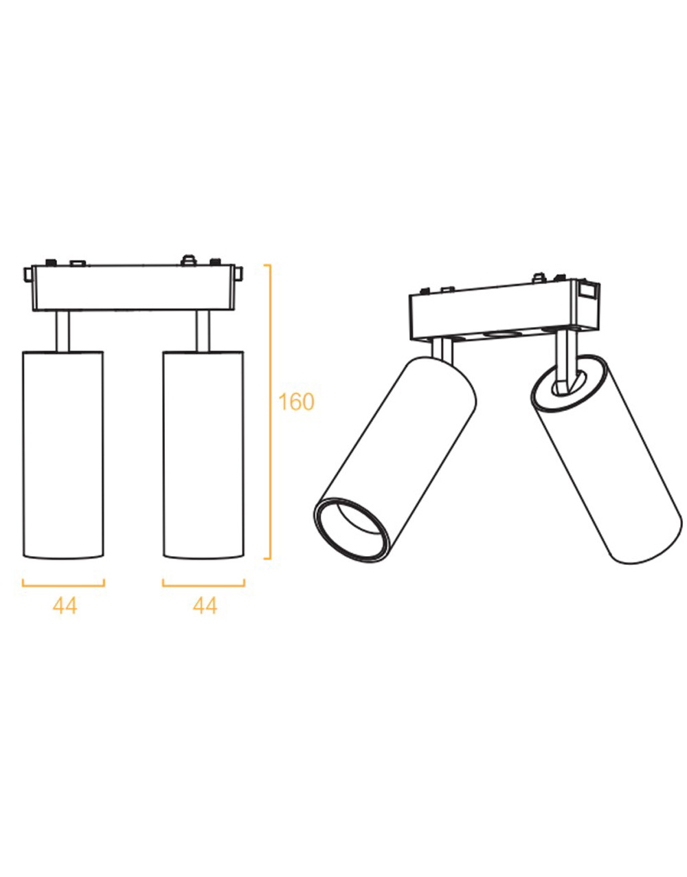 SLIM TRACK SPOT LIGHT 2X9W 24° 3000K ΓΙΑ ΜΑΓΝΗΤΙΚΗ ΡΑΓΑ 48V SLIM ΛΕΥΚΟ UNIVERSE UNIVERSE – 2-U014199