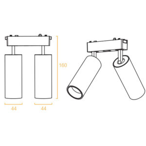 SLIM TRACK SPOT LIGHT 2X9W 24° 3000K ΓΙΑ ΜΑΓΝΗΤΙΚΗ ΡΑΓΑ 48V SLIM ΜΑΥΡΟ UNIVERSE UNIVERSE – 2-U014205
