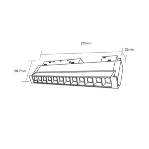 STANDARD FOLDING GRILLE LIGHT 12W 3000K 24° ΓΙΑ ΜΑΓΝΗΤΙΚΗ ΡΑΓΑ 48V ΜΑΥΡΟ UNIVERSE UNIVERSE – 2-U014588