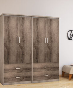 Nτουλάπα ρούχων τετράφυλλη Olympus pakoworld με 4 συρτάρια χρώμα castillo-toro 162x57x183εκ – 200-000163