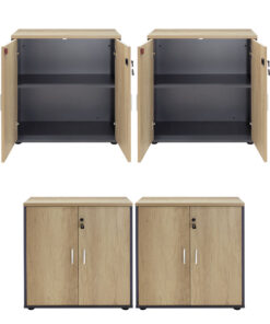 Nτουλάπια γραφείου τετράφυλλα Lotus pakoworld χρώμα φυσικό-ανθρακί 160x40x80εκ – 200-000175