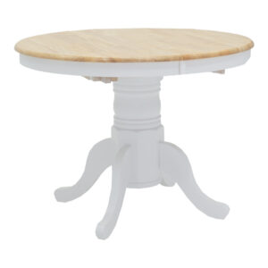 Tραπεζαρία Lars pakoworld σετ 5τμχ επεκτεινόμενη ξύλο-MDF λευκό-φυσικό Φ100(+38)x100x75εκ – 200-000296