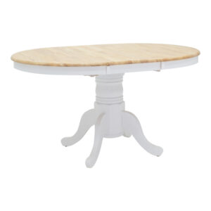 Tραπεζαρία Lars pakoworld σετ 5τμχ επεκτεινόμενη ξύλο-MDF λευκό-φυσικό Φ100(+38)x100x75εκ – 200-000296