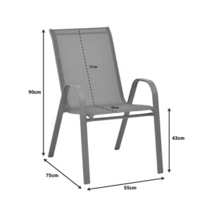 Τραπεζαρία Calan-Watson σετ 3τεμ pakoworld μέταλλο μαύρο-textilene μαύρο Φ60×70εκ – 200-000305