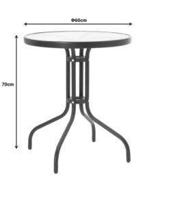 Τραπεζαρία Calan-Watson σετ 3τεμ pakoworld μέταλλο μαύρο-textilene μαύρο Φ60×70εκ – 200-000305