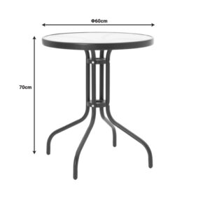 Τραπεζαρία Calan-Watson σετ 3τεμ pakoworld μέταλλο μαύρο-textilene μαύρο Φ60×70εκ – 200-000305