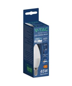 LED Λάμπα E14 6.5W Κεράκι V-TAC Cree Chip 200° 600lm 3000K 6yrs Wty – 2111116