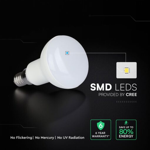 LED Λάμπα E14 R50 4.8W V-TAC Cree Chip 470lm Ψυχρό Λευκό 6500K 6yrs Wty – 211406