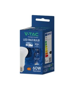 V-TAC – 211436 LED Λάμπα E27 R63 8.5W Cree Chip 806lm Ψυχρό Λευκό 6500K 6yrs Wty