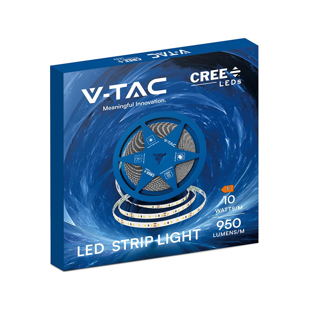 LED Ταινία 12W V-TAC Cree Chip Dimmable 24V 950m/m CRI>90 Θερμό Λευκό 3000K 6yrs Wty 10 Μέτρα – 2126226