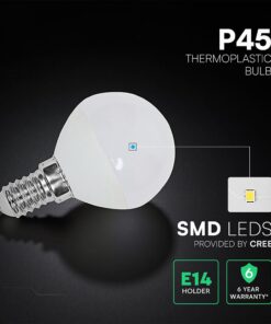 LED Λάμπα E14 P45 V-TAC Cree Chip 3.7W 320lm Θερμό Λευκό 3000K 6yrs Wty – 2141236