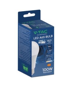 LED Λάμπα E27 A65 15W V-TAC Cree Chip 1521lm Ψυχρό Λευκό 6400K 6yrs Wty – 2144556