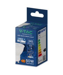 LED Λάμπα Spot GU10 V-TAC Cree Chip 6yrs Wty 4.5W 345lm 38° Ψυχρό Λευκό 6500K – 215116