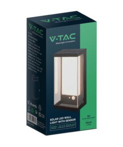 Ηλιακό Φωτιστικό Τοίχου LED 1W Μαύρο Θερμό 3000K με Ανιχνευτή Κίνησης IP54 V-TAC – 23032