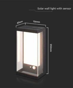 Ηλιακό Φωτιστικό Τοίχου LED 1W Μαύρο Θερμό 3000K με Ανιχνευτή Κίνησης IP54 V-TAC – 23032