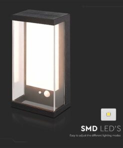 Ηλιακό Φωτιστικό Τοίχου LED 1W Μαύρο Θερμό 3000K με Ανιχνευτή Κίνησης IP54 V-TAC – 23032