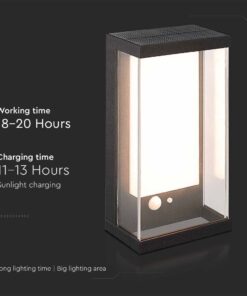 Ηλιακό Φωτιστικό Τοίχου LED 1W Μαύρο Θερμό 3000K με Ανιχνευτή Κίνησης IP54 V-TAC – 23032