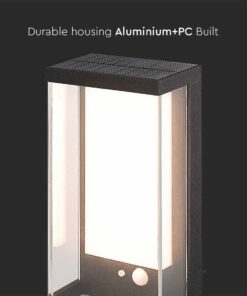 Ηλιακό Φωτιστικό Τοίχου LED 1W Μαύρο Θερμό 3000K με Ανιχνευτή Κίνησης IP54 V-TAC – 23032