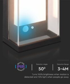 Ηλιακό Φωτιστικό Τοίχου LED 1W Μαύρο Θερμό 3000K με Ανιχνευτή Κίνησης IP54 V-TAC – 23032