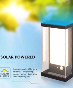 Ηλιακό Φωτιστικό Τοίχου LED 1W Μαύρο Θερμό 3000K με Ανιχνευτή Κίνησης IP54 V-TAC – 23032