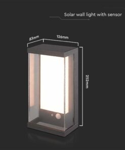 Ηλιακό Φωτιστικό Τοίχου LED 1W Σκούρο Γκρι Θερμό 3000K με Ανιχνευτή Κίνησης IP54 V-TAC – 23033