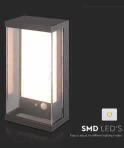 Ηλιακό Φωτιστικό Τοίχου LED 1W Σκούρο Γκρι Θερμό 3000K με Ανιχνευτή Κίνησης IP54 V-TAC – 23033
