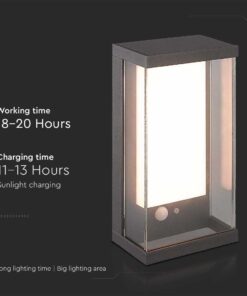 Ηλιακό Φωτιστικό Τοίχου LED 1W Σκούρο Γκρι Θερμό 3000K με Ανιχνευτή Κίνησης IP54 V-TAC – 23033