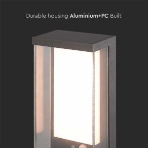 Ηλιακό Φωτιστικό Τοίχου LED 1W Σκούρο Γκρι Θερμό 3000K με Ανιχνευτή Κίνησης IP54 V-TAC – 23033