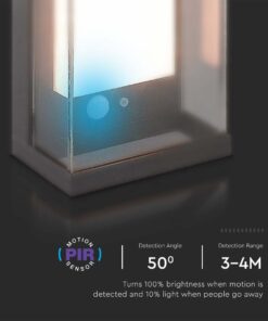 Ηλιακό Φωτιστικό Τοίχου LED 1W Σκούρο Γκρι Θερμό 3000K με Ανιχνευτή Κίνησης IP54 V-TAC – 23033