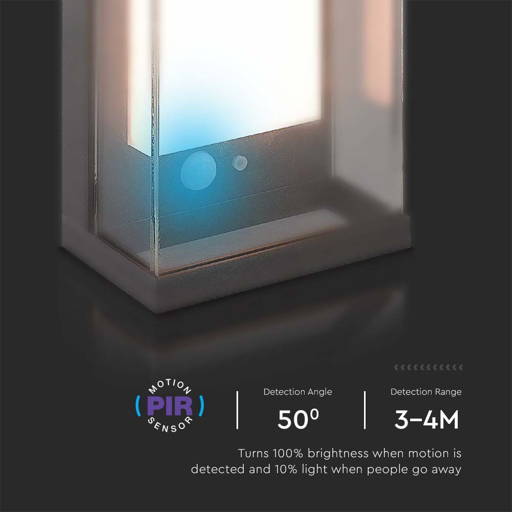 Ηλιακό Φωτιστικό Τοίχου LED 1W Σκούρο Γκρι Θερμό 3000K με Ανιχνευτή Κίνησης IP54 V-TAC – 23033