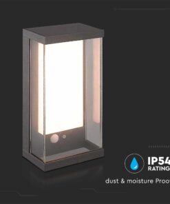 Ηλιακό Φωτιστικό Τοίχου LED 1W Σκούρο Γκρι Θερμό 3000K με Ανιχνευτή Κίνησης IP54 V-TAC – 23033