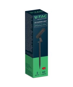 LED Καρφωτό Φωτιστικό Σποτ Κήπου Μαύρο Αλουμίνιο 2W Θερμό 3000K 60lm 30° IP65 Στρογγυλό V-TAC – 24006