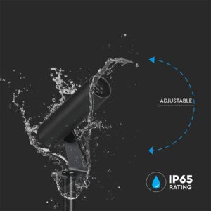 LED Καρφωτό Φωτιστικό Σποτ Κήπου Μαύρο Αλουμίνιο 2W Θερμό 3000K 60lm 30° IP65 Στρογγυλό V-TAC – 24006