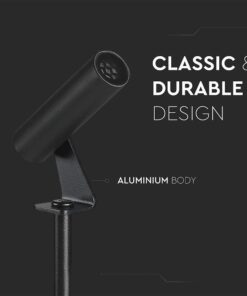 LED Καρφωτό Φωτιστικό Σποτ Κήπου Μαύρο Αλουμίνιο 2W Θερμό 3000K 60lm 30° IP65 Στρογγυλό V-TAC – 24006