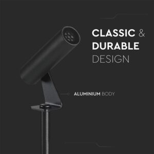 LED Καρφωτό Φωτιστικό Σποτ Κήπου Μαύρο Αλουμίνιο 2W Θερμό 3000K 60lm 30° IP65 Στρογγυλό V-TAC – 24006