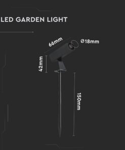 LED Καρφωτό Φωτιστικό Σποτ Κήπου Μαύρο Αλουμίνιο 2W Φυσικό 4000K 60lm 30° IP65 Τετραγωνισμένο V-TAC – 24009