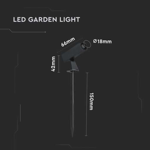 LED Καρφωτό Φωτιστικό Σποτ Κήπου Μαύρο Αλουμίνιο 2W Φυσικό 4000K 60lm 30° IP65 Τετραγωνισμένο V-TAC – 24009