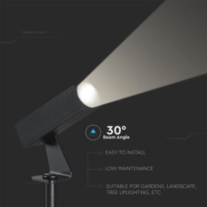 LED Καρφωτό Φωτιστικό Σποτ Κήπου Μαύρο Αλουμίνιο 2W Φυσικό 4000K 60lm 30° IP65 Τετραγωνισμένο V-TAC – 24009