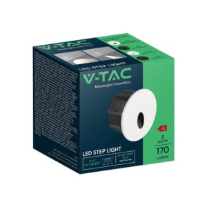 Φωτιστικό Διαδρόμου/Σκαλοπατιών Χωνευτό 3W LED CCT με 4 Διαφορετικές Προσόψεις Λευκό/Μαύρο IP65 Στρογγυλό V-TAC – 24010