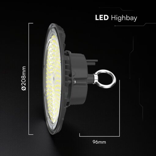 100W LED Καμπάνα UFO Μαύρη 13500lm Ψυχρό Λευκό 6500K IP65 5yrs Wty V-TAC 24074VT
