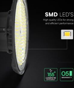 100W LED Καμπάνα UFO Μαύρη 13500lm Ψυχρό Λευκό 6500K IP65 5yrs Wty V-TAC 24074VT